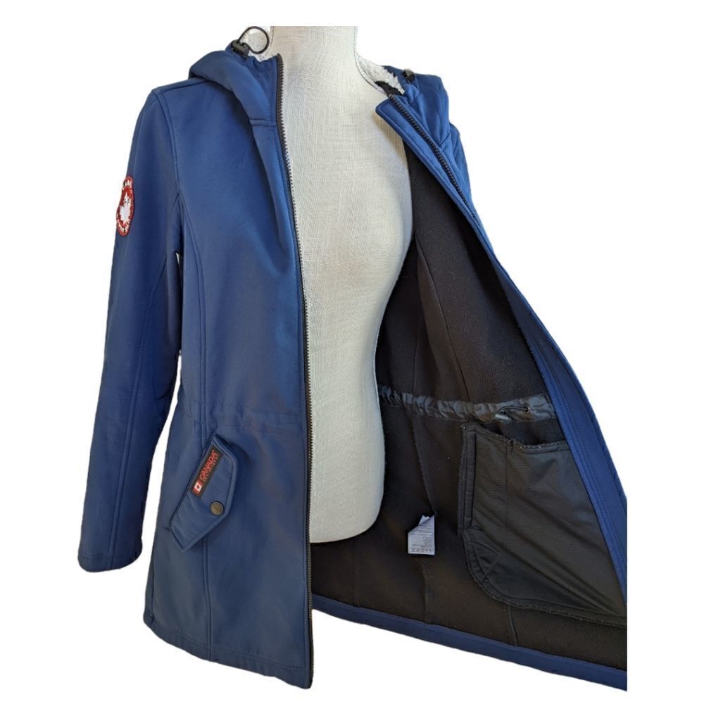 Canada WeatherGear Navy Full Zip Hooded Long Jacket Size S - Picture 6 of 13